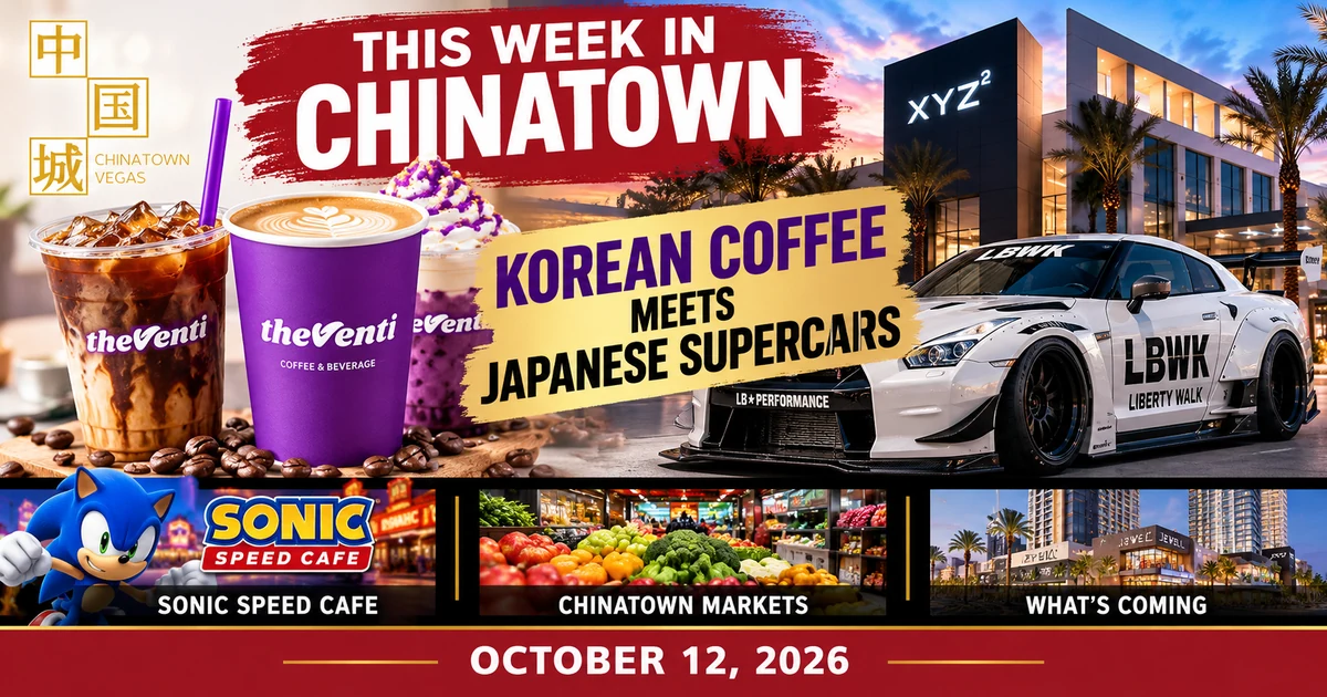 This Week in Chinatown, October 12, 2026: Korean coffee meets Japanese supercars at XYZ squared; Sonic Speed Cafe, Chinatown markets, and what's coming.